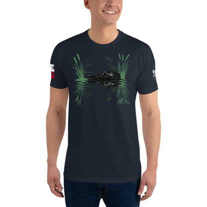 Gator In The Grass Men's Fitted T-Shirt (Southern Shadows Collection)